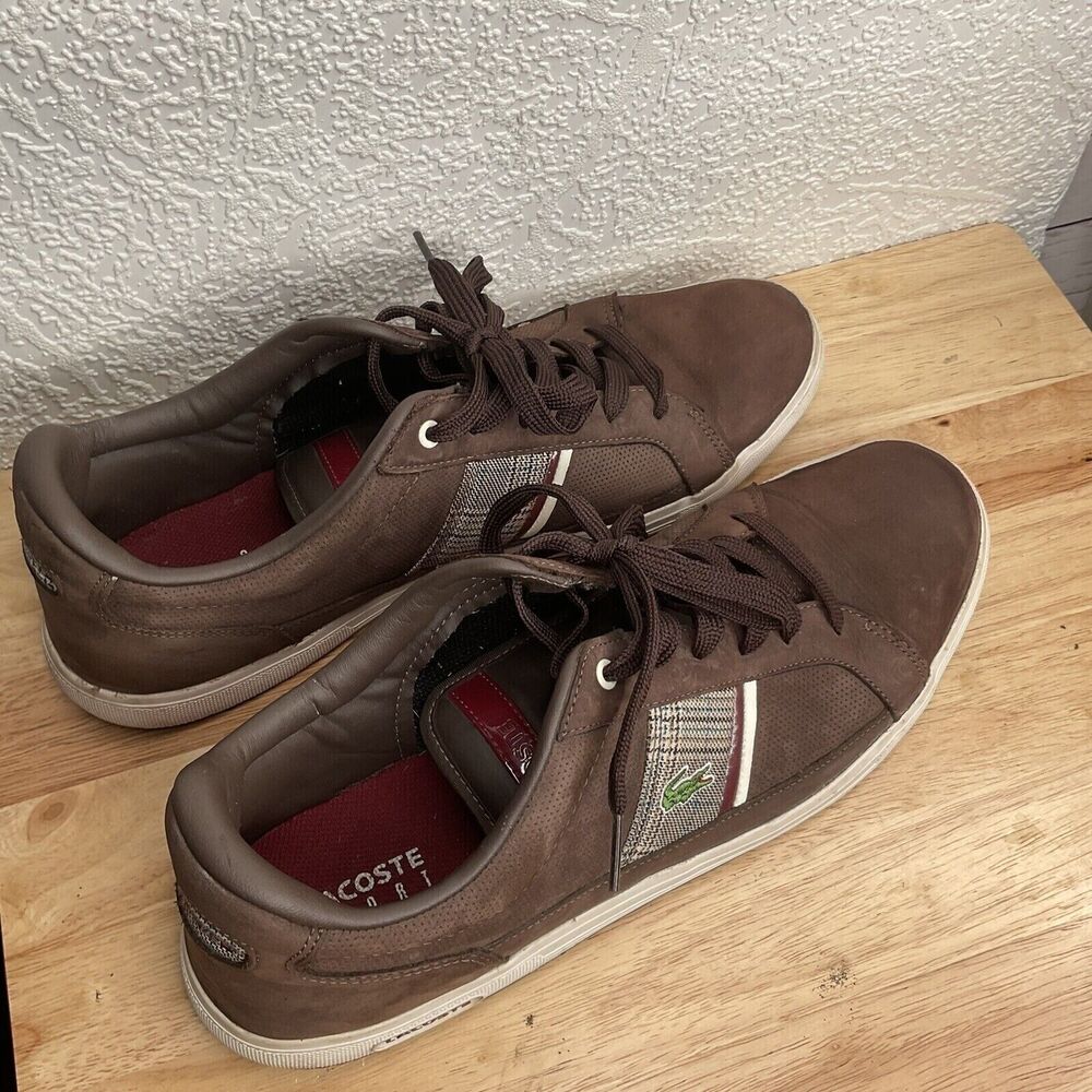 Lacoste Europa NS SPM 21233-0511 Lace Up Sneaker Men Size 13 Brown